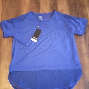 Calia Elbow Sleeve Mesh Top Twilight Blue Athletic Shirt Womens Size M